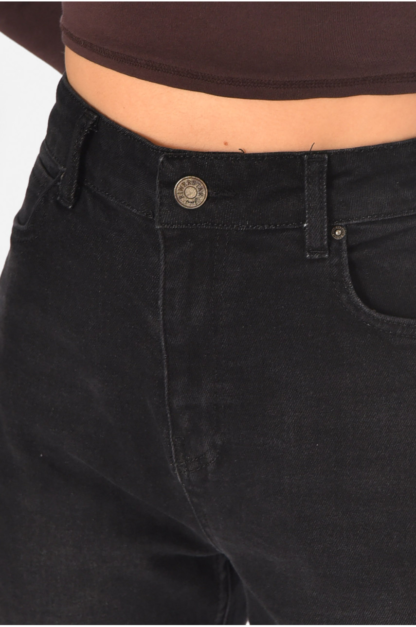 Джинсы женские однотонные черного цвета 3021 210795