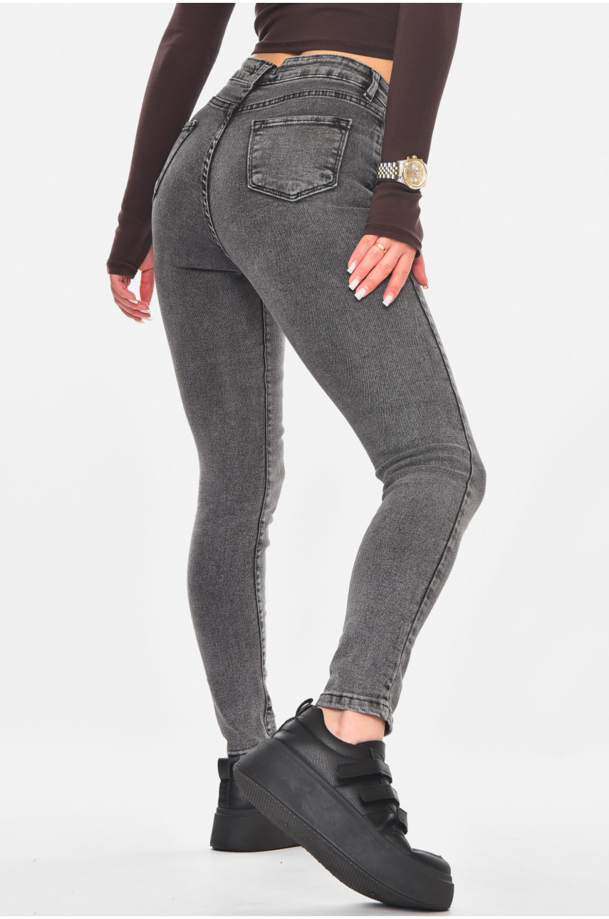 Джинсы женские однотонные серого цвета 945 210797