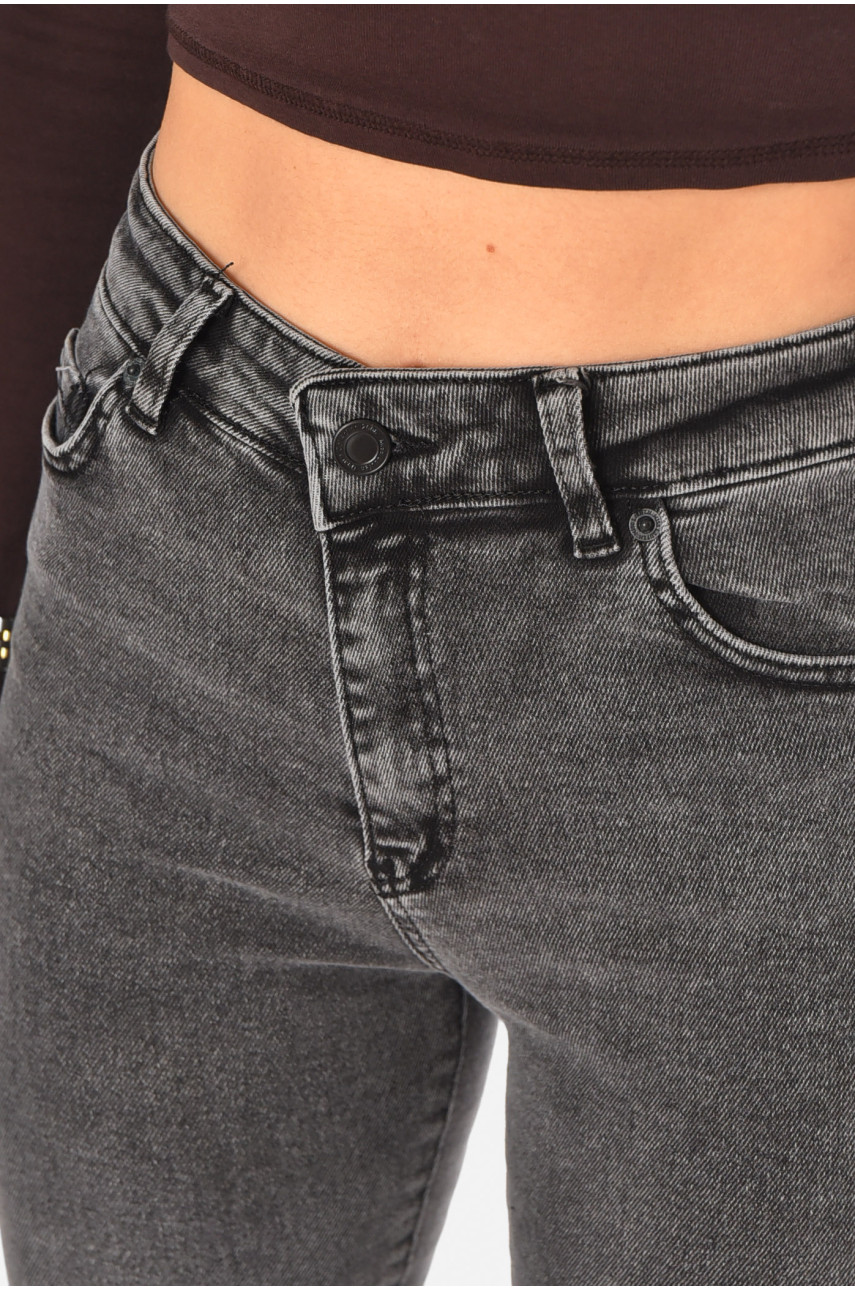 Джинсы женские однотонные серого цвета 945 210797
