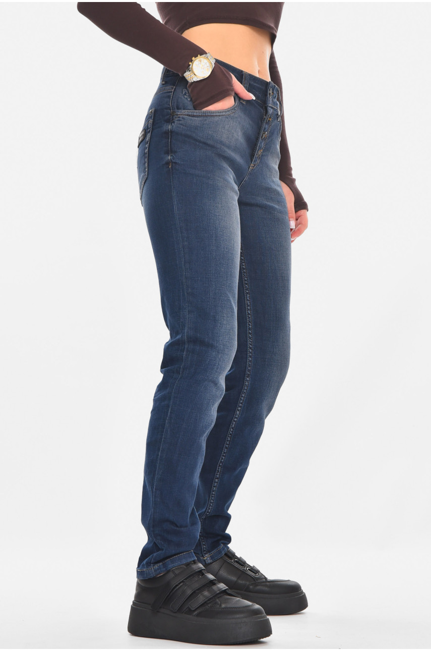 Джинсы женские однотонные тёмно-синего цвета 15731 210799