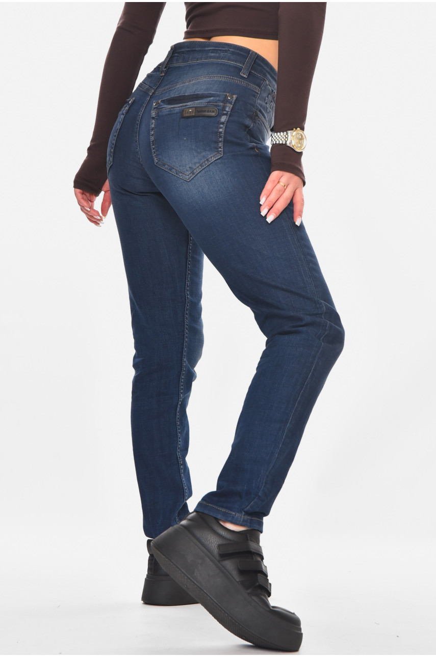 Джинсы женские однотонные тёмно-синего цвета 15731 210799
