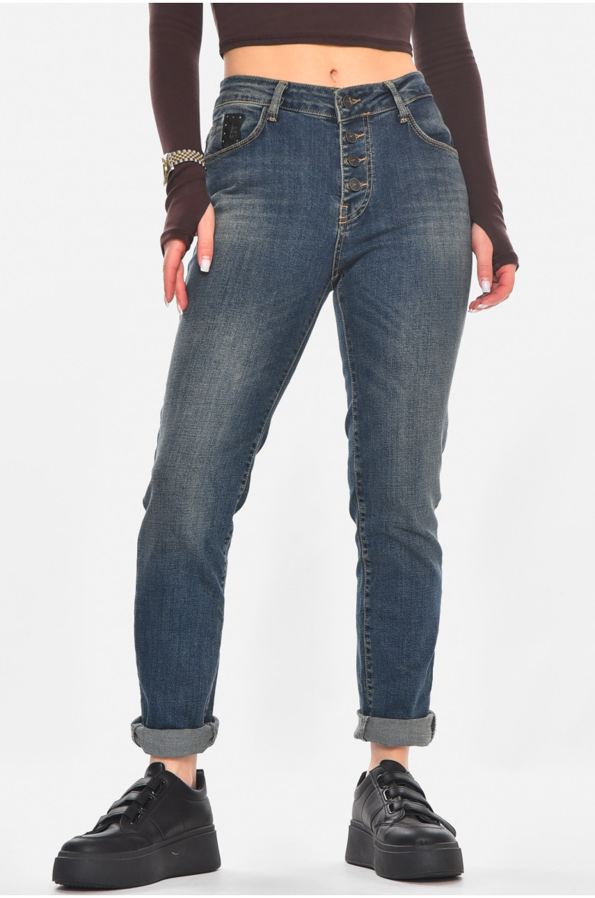 Джинсы женские однотонные синего цвета 301 210800