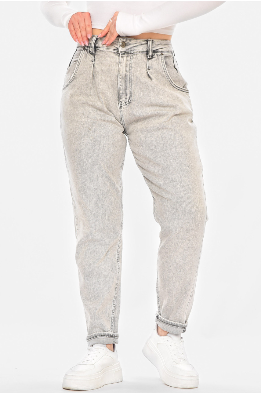 Джинсы женские однотонные серого цвета 1046 210801