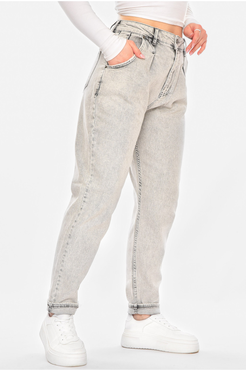 Джинсы женские однотонные серого цвета 1046 210801