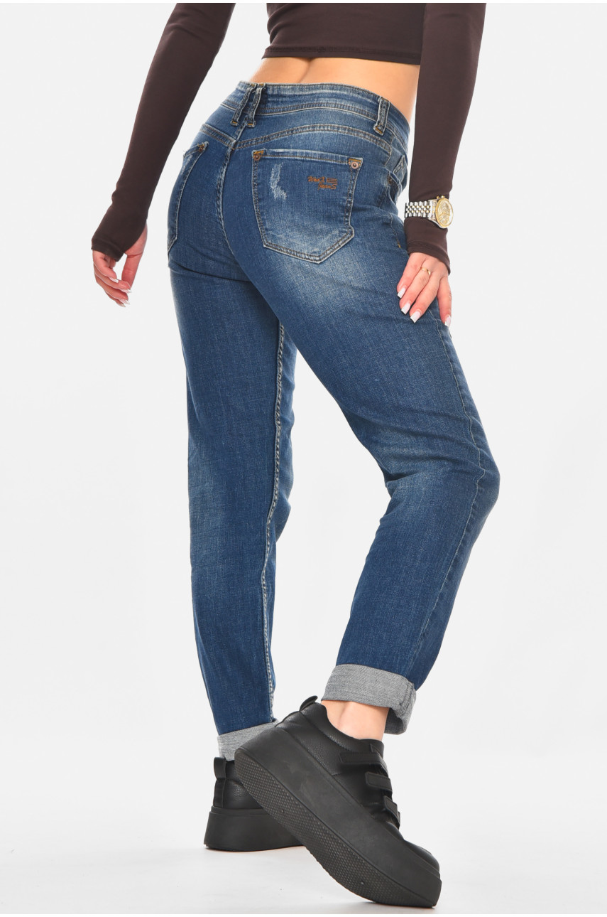 Джинсы женские однотонные синего цвета 829 210802