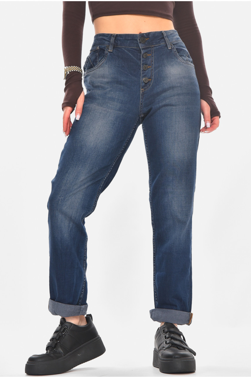 Джинсы женские однотонные синего цвета 135 210803