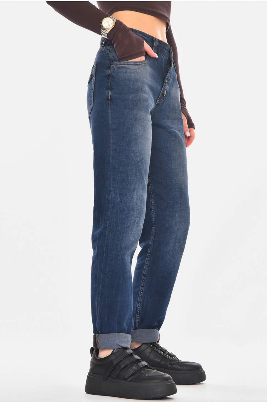 Джинсы женские однотонные синего цвета 135 210803