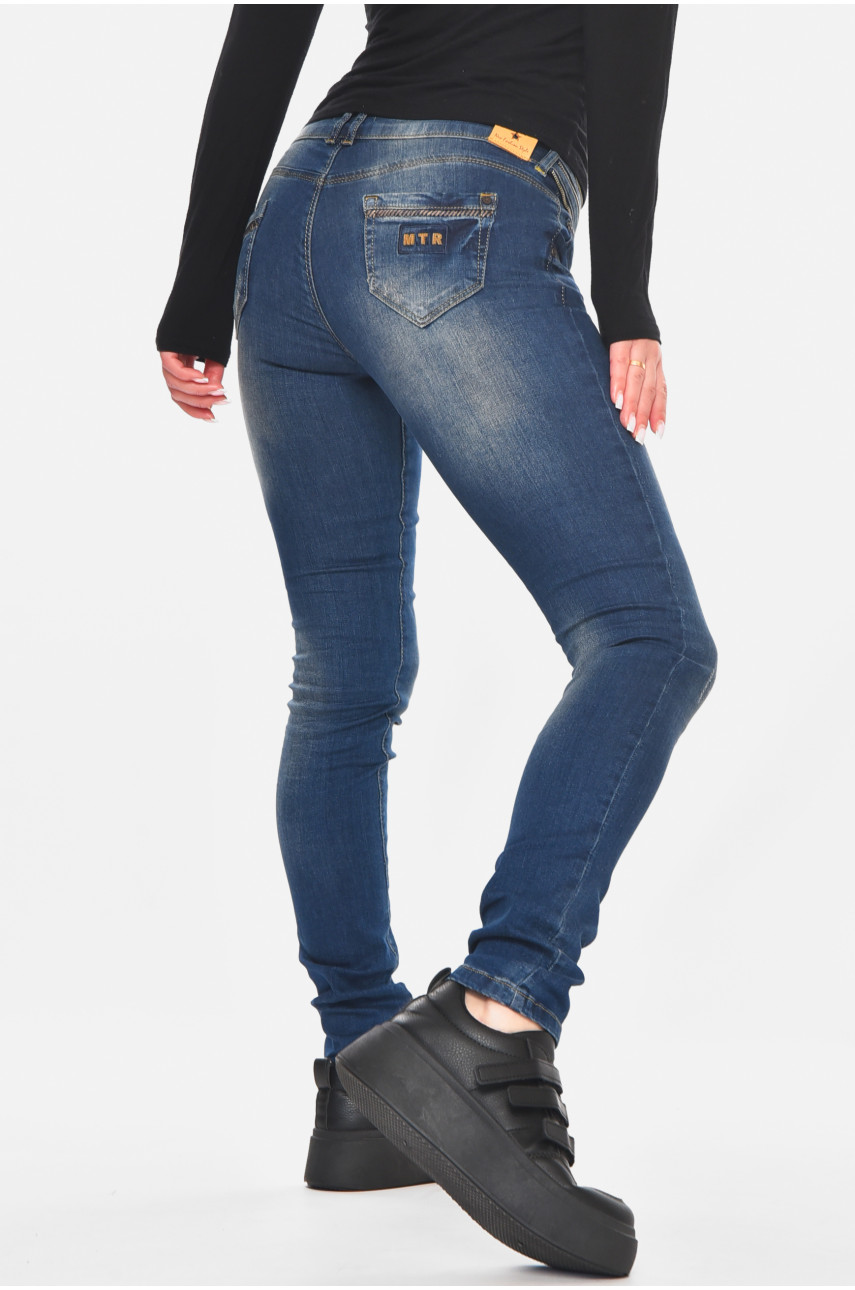 Джинсы женские однотонные синего цвета 5004 210804