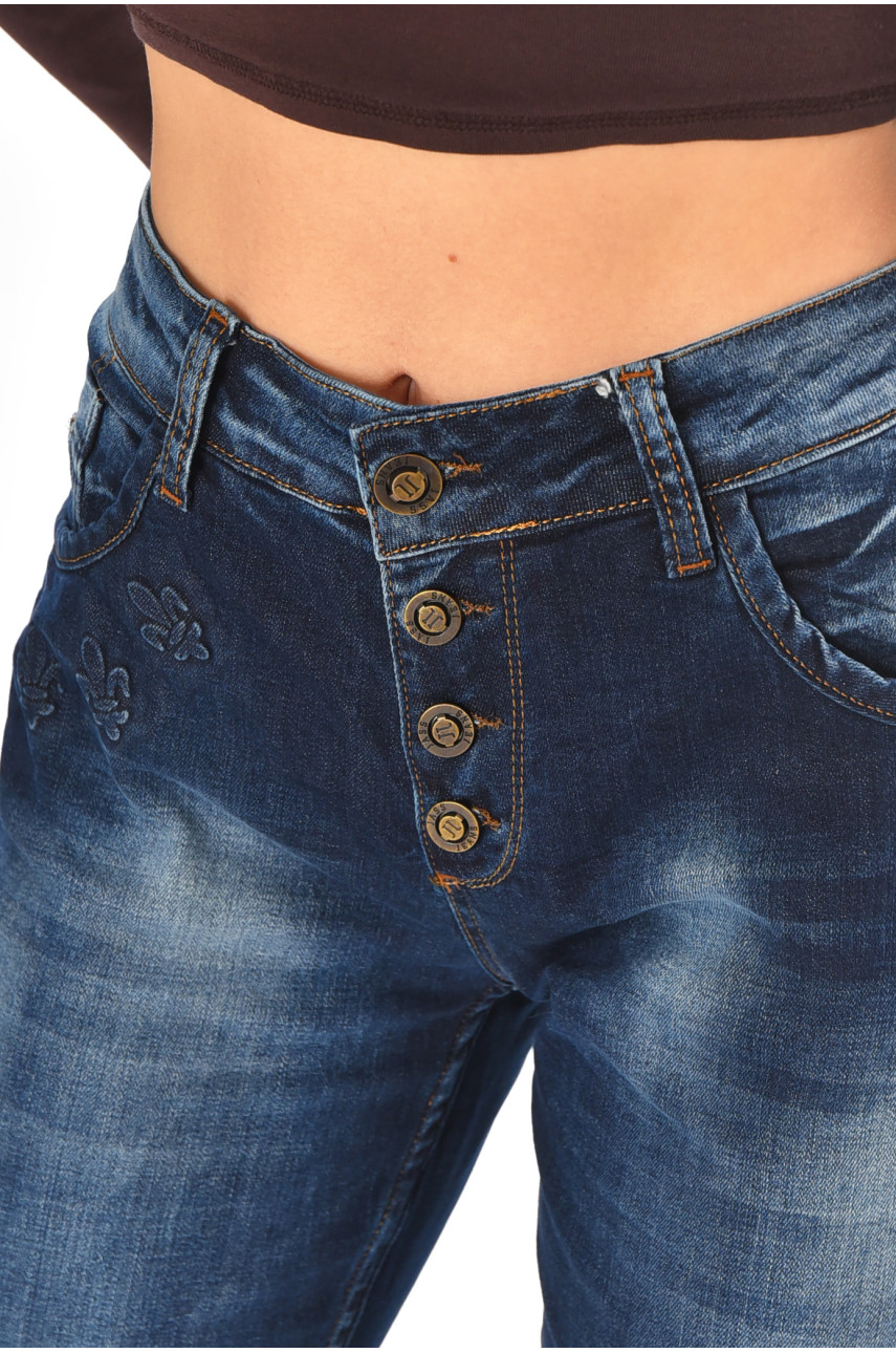 Джинсы женские однотонные темно-синего цвета 133 210805