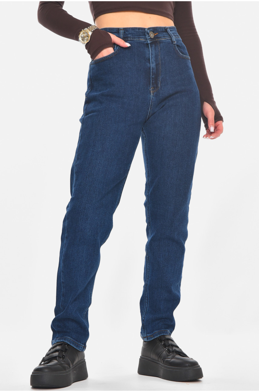 Джинсы женские однотонные тёмно-синего цвета 1963 210807