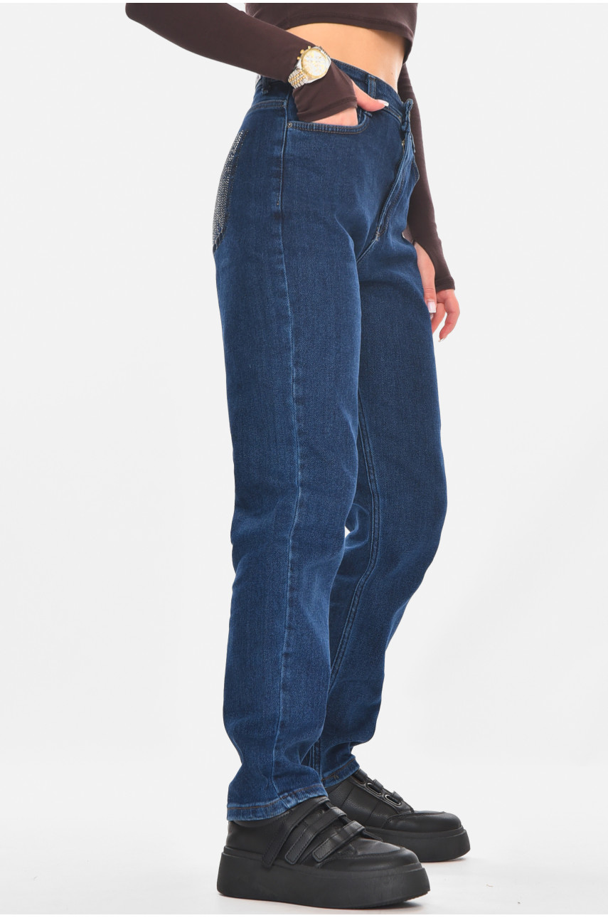 Джинсы женские однотонные тёмно-синего цвета 1963 210807