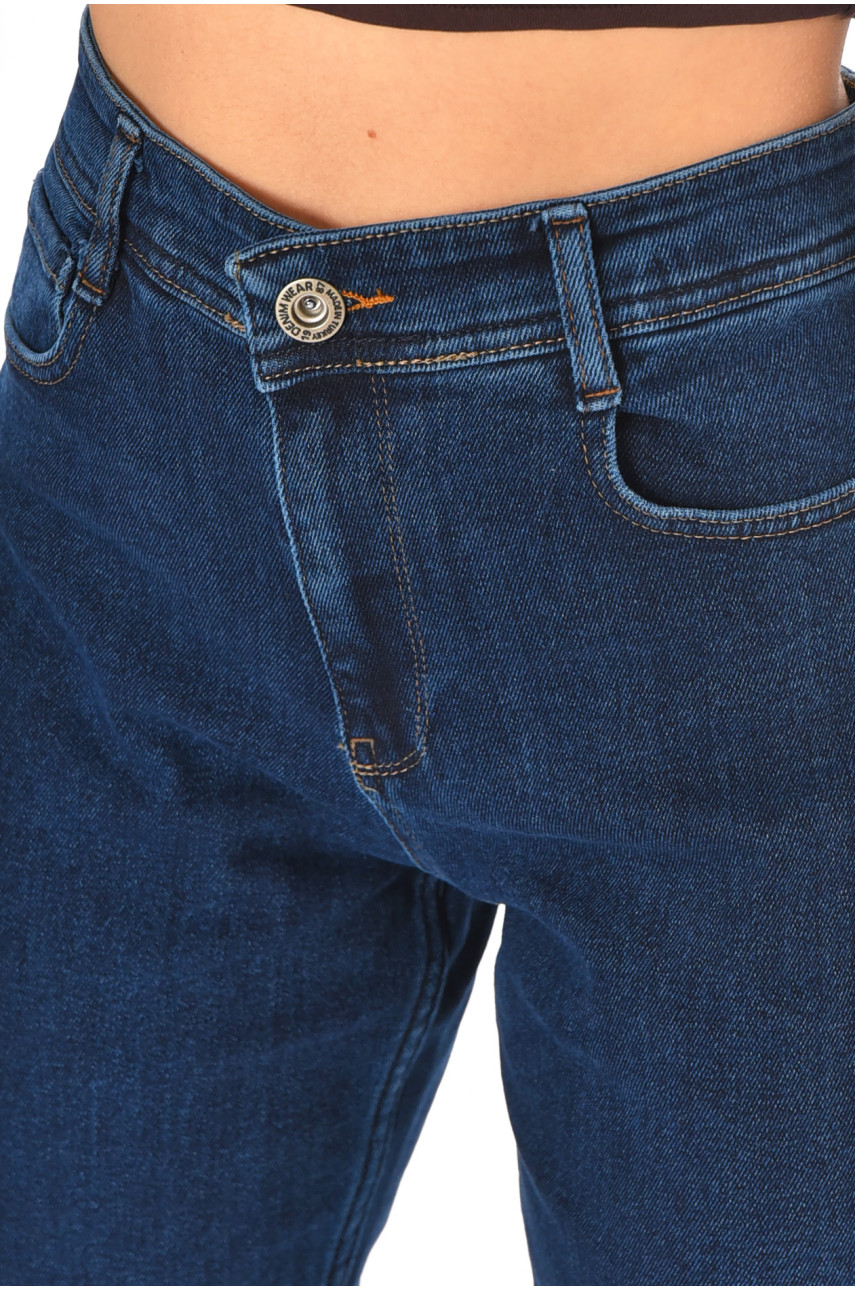 Джинсы женские однотонные тёмно-синего цвета 1963 210807