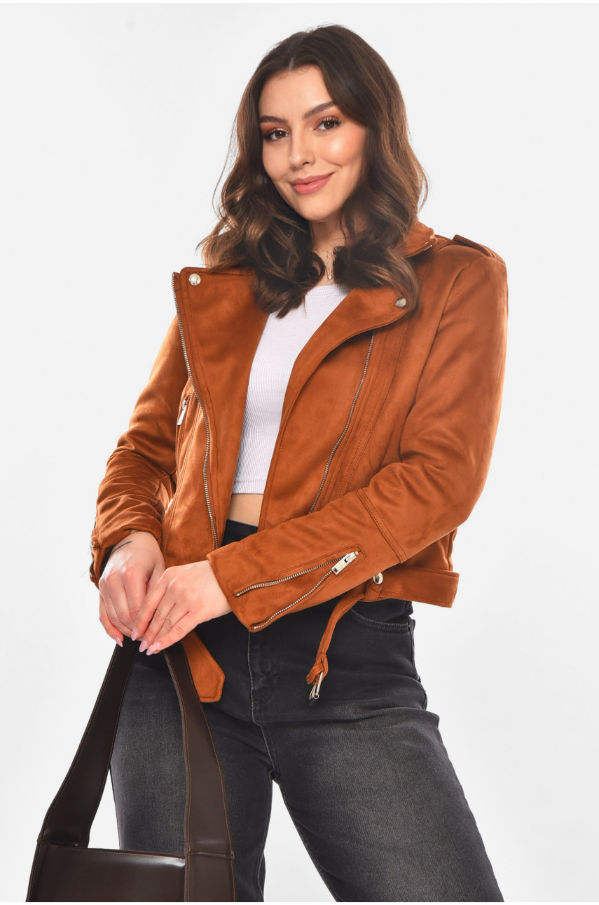 Куртка-косуха жіноча з екозамші світло-коричневого кольору 1947 210829