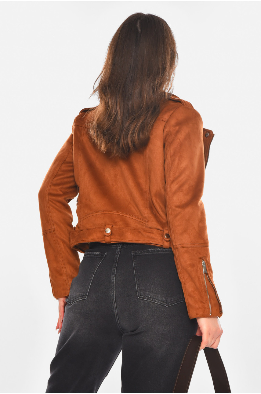 Куртка-косуха жіноча з екозамші світло-коричневого кольору 1947 210829