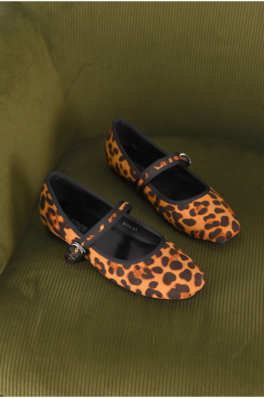 Балетки женские бежевого цвета с леопардовым принтом D165-21 210830