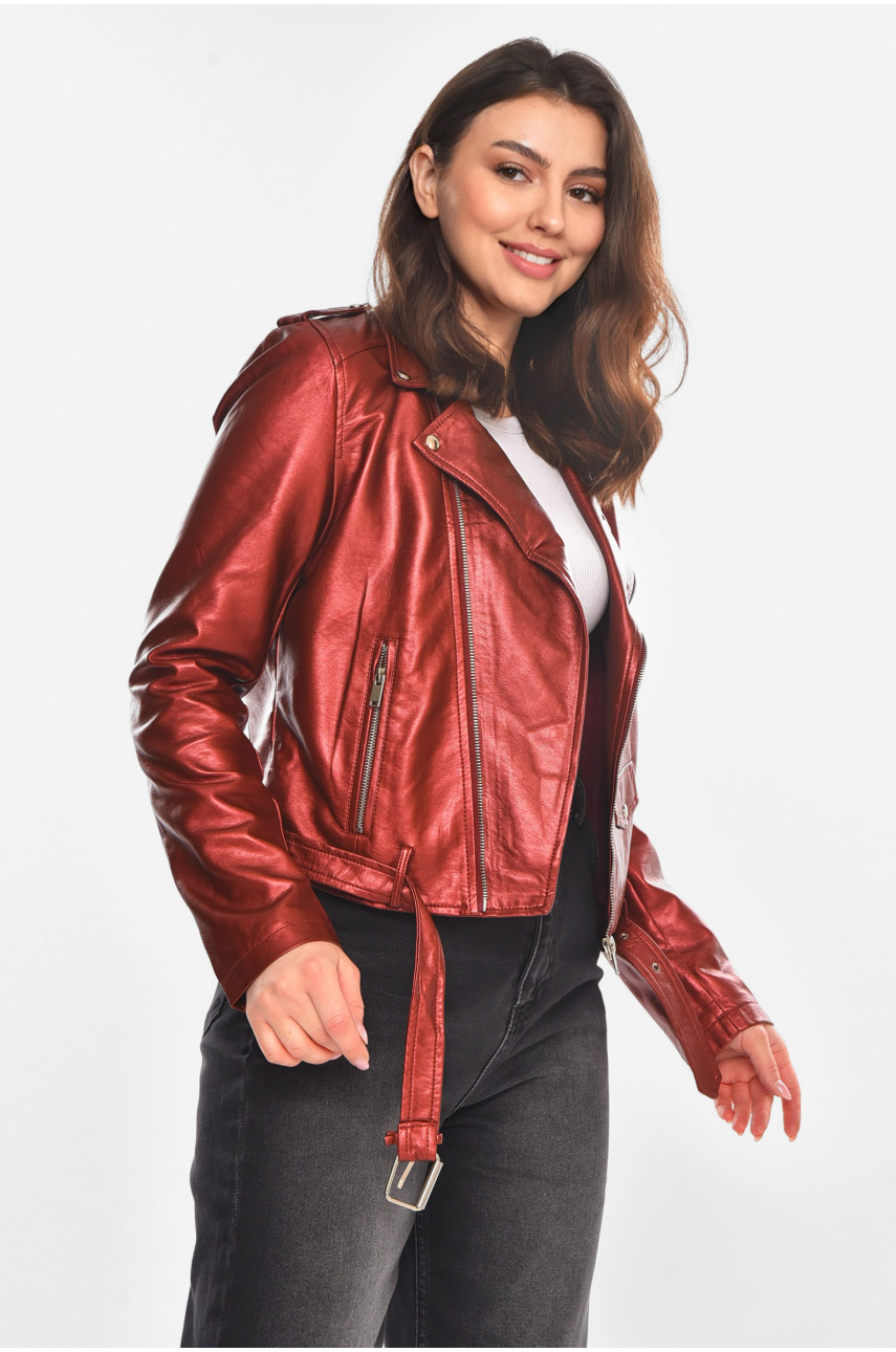 Куртка-косуха жіноча з екошкіри мідного кольору 1607 210831