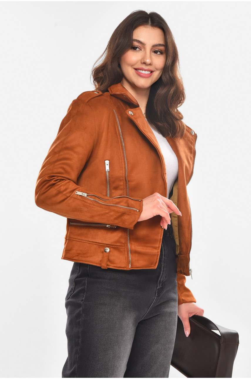 Куртка-косуха жіноча з екозамші світло-коричневого кольору 1944 210838