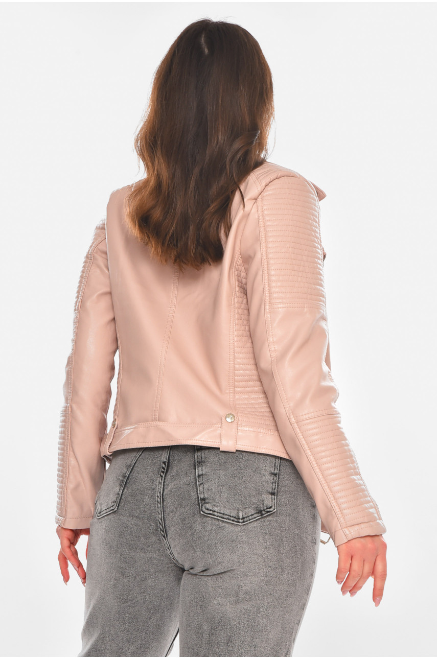 Куртка-косуха жіноча з екошкіри пудрового кольору 1904 210841