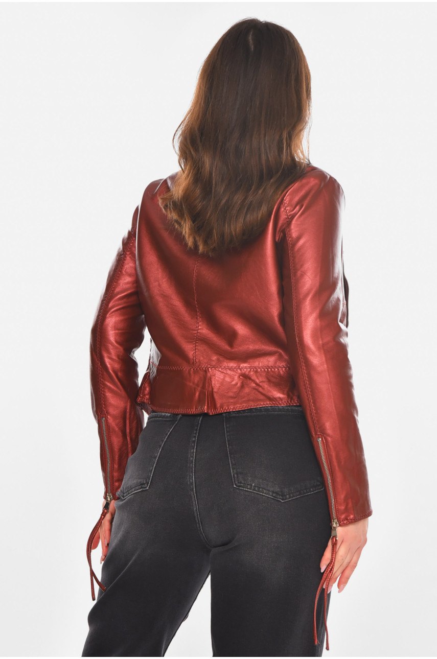 Куртка-косуха жіноча з екошкіри мідного кольору 1555 210844