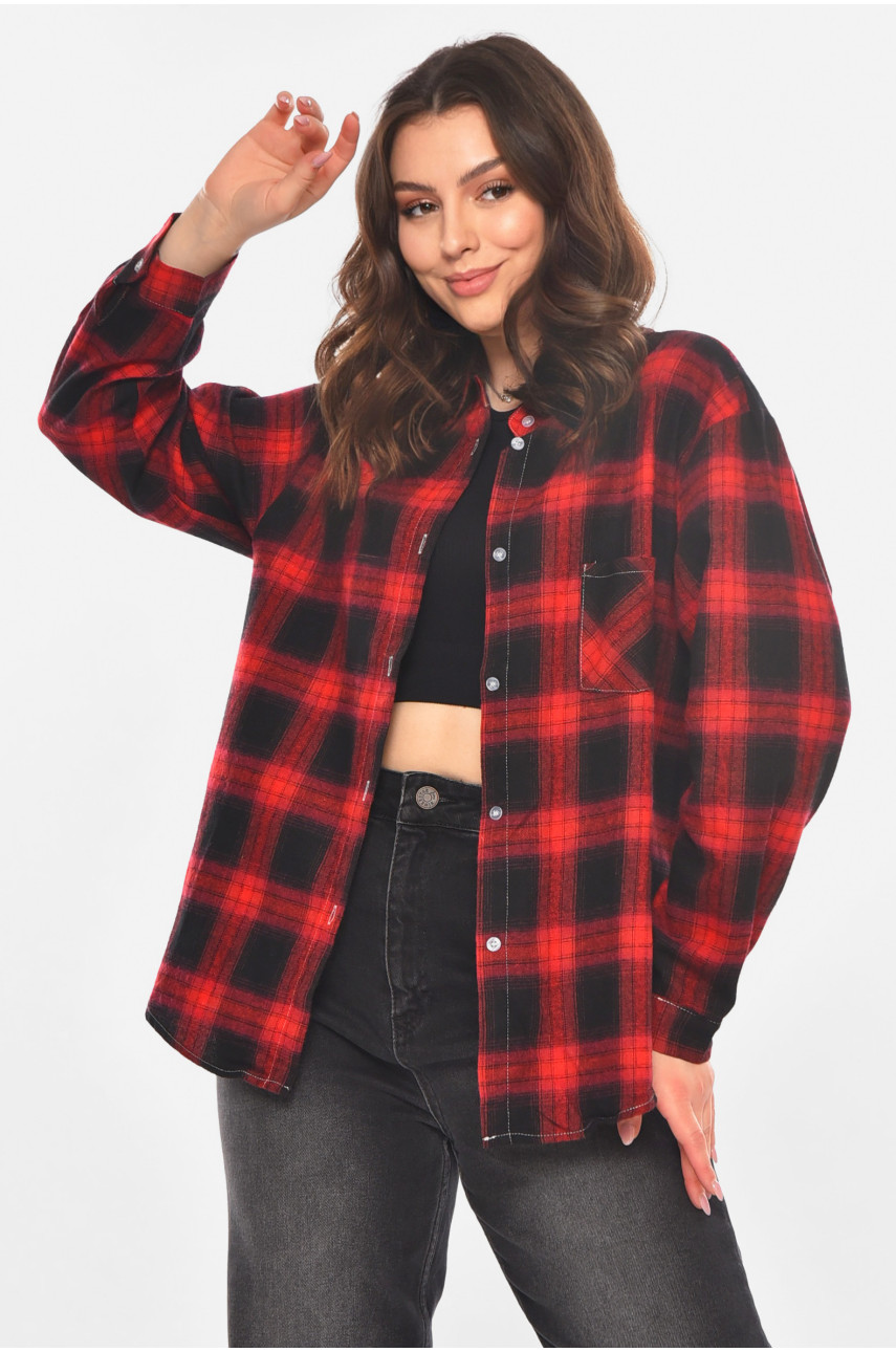 Сорочка жіноча червоного кольору з принтом 107 210851