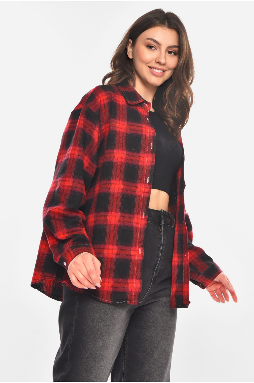 Сорочка жіноча червоного кольору з принтом 107 210851