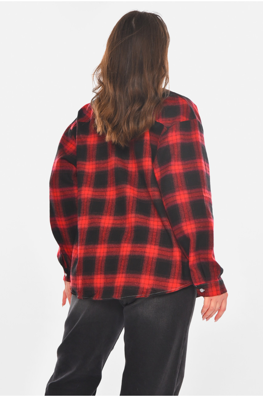 Сорочка жіноча червоного кольору з принтом 107 210851