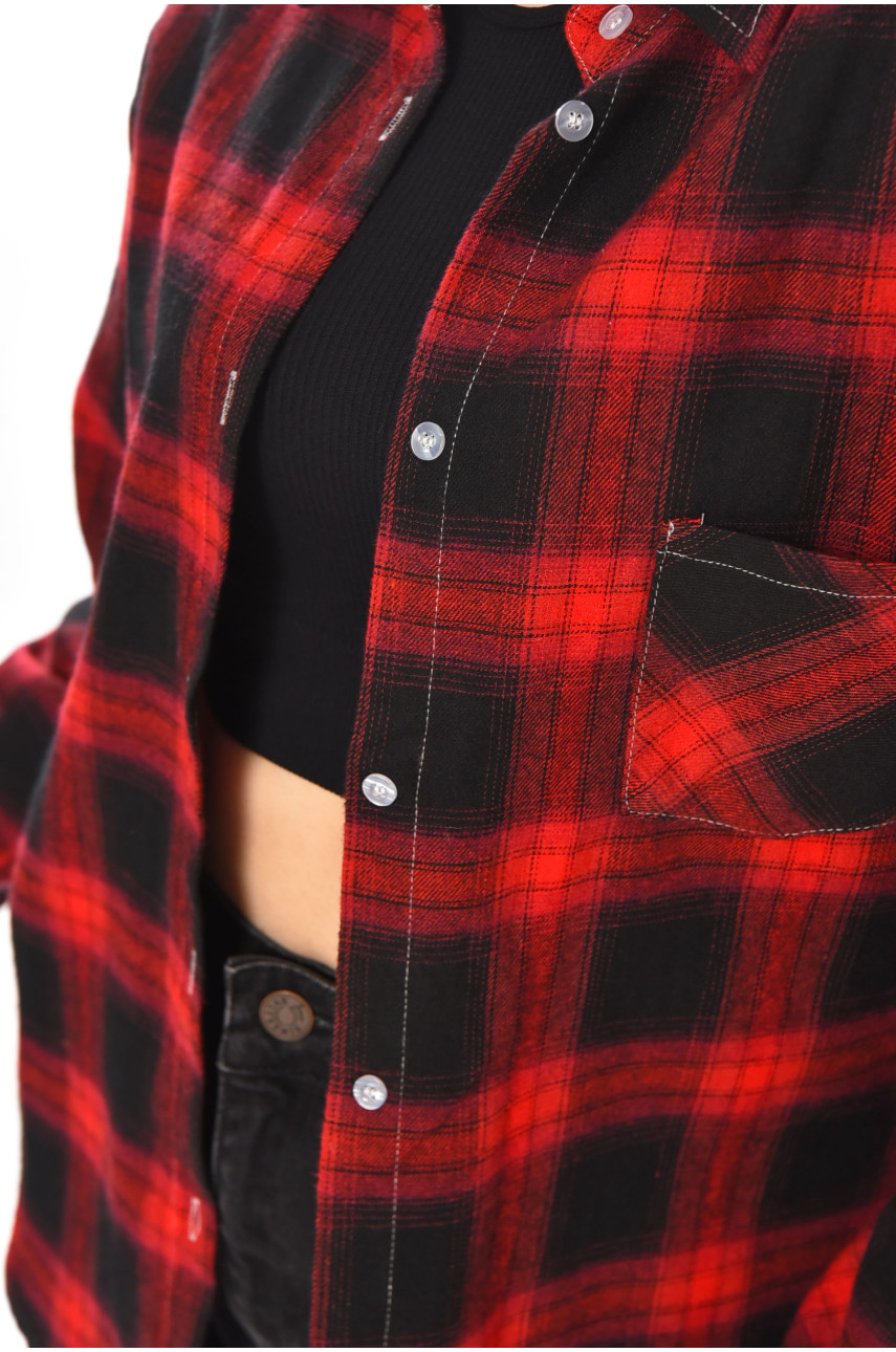 Сорочка жіноча червоного кольору з принтом 107 210851