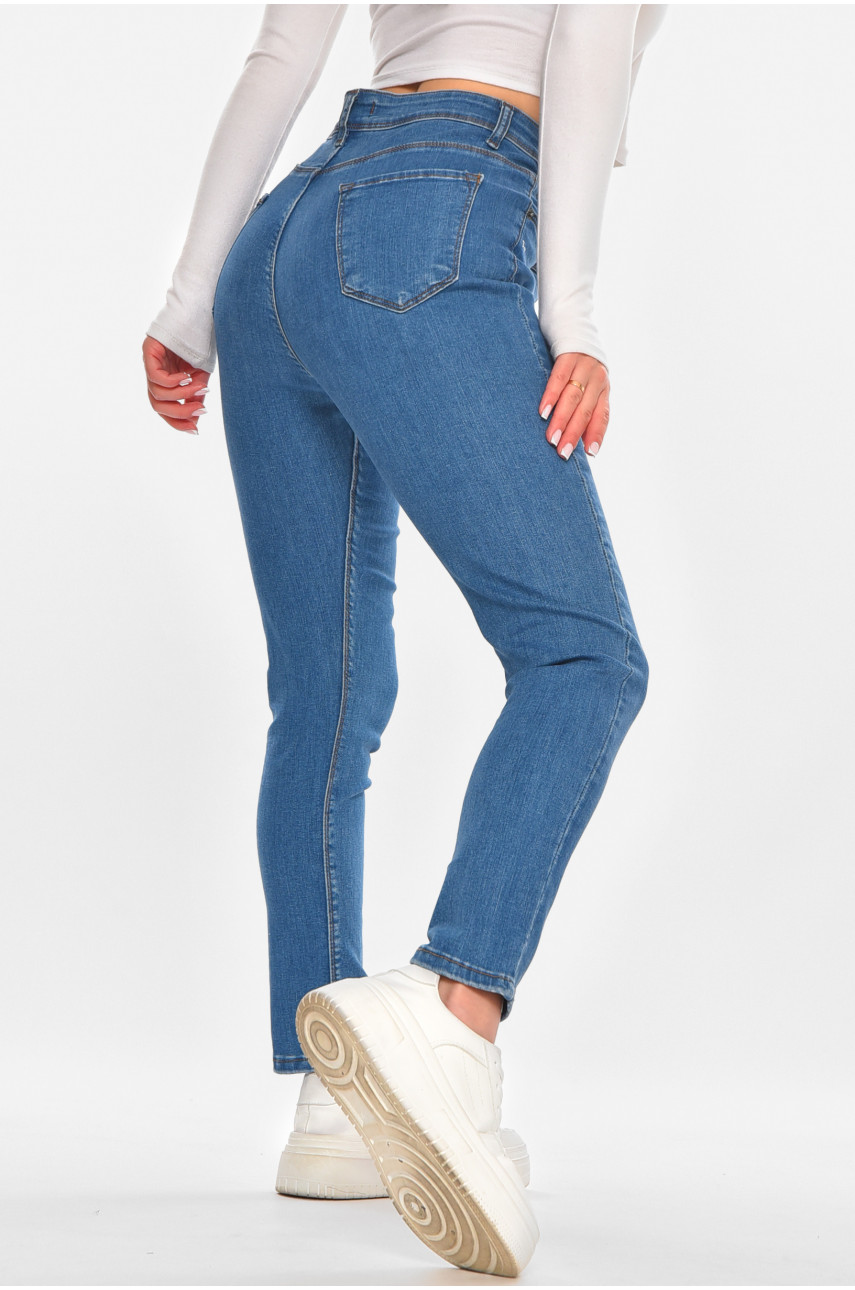 Джинси жіночі однотонні блакитного кольору 210852