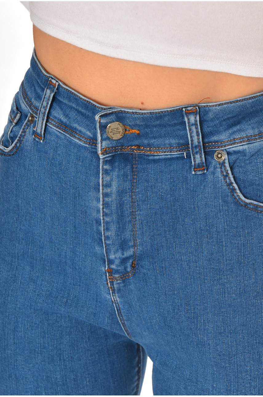 Джинси жіночі однотонні блакитного кольору 210852