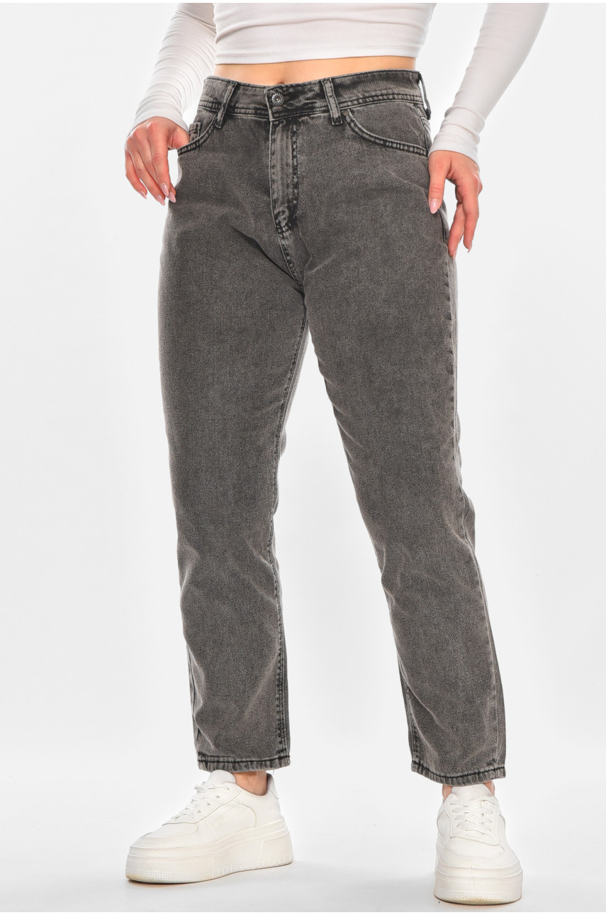 Джинси жіночі однотонні сірого кольору 210854