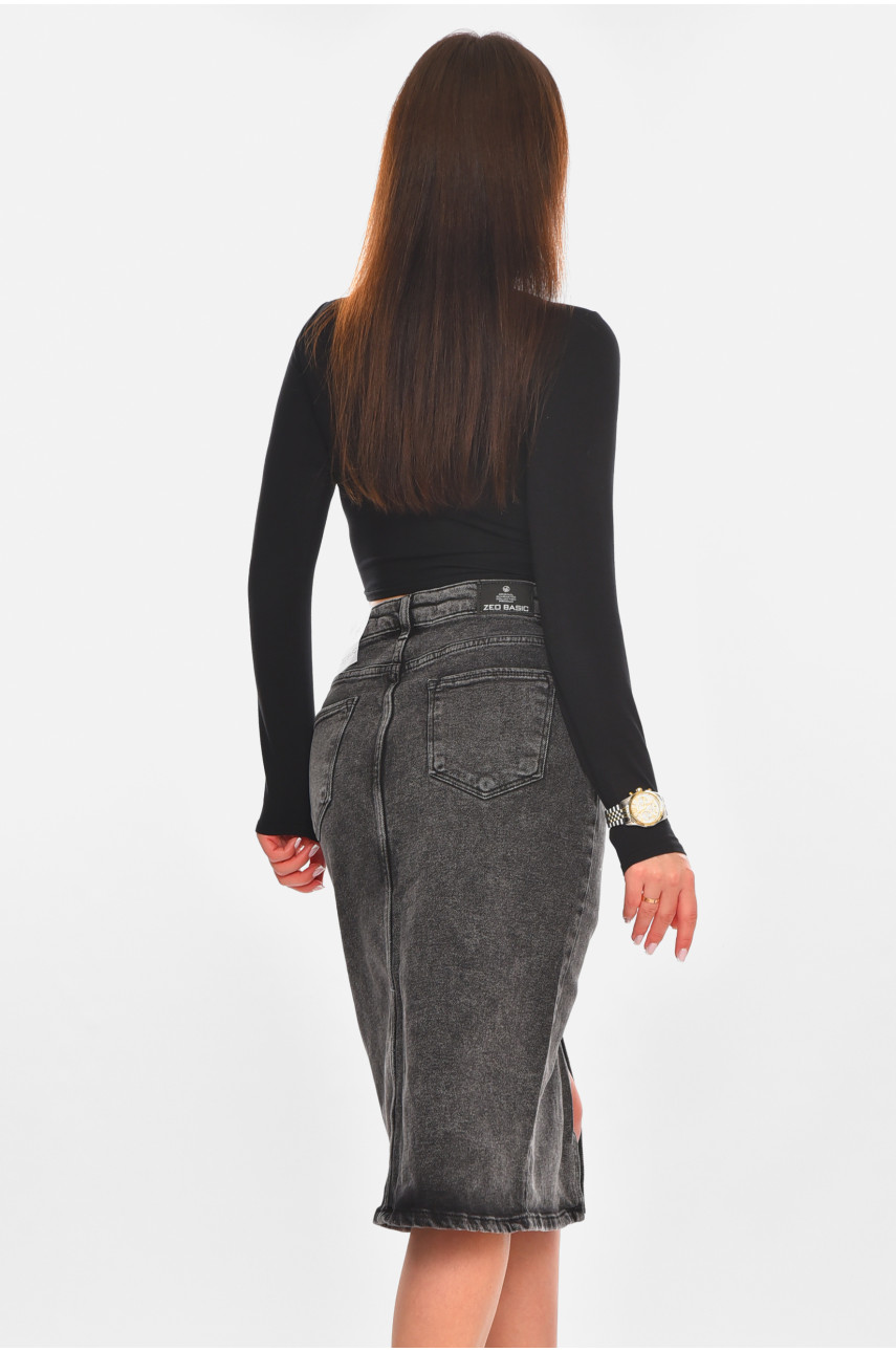 Спідниця жіноча джинсова темно-сірого кольору 2855 210856