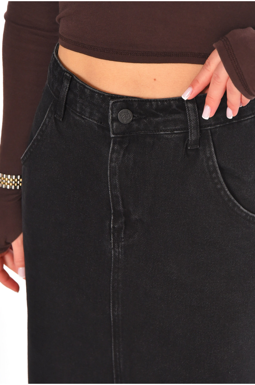 Спідниця жіноча джинсова подовжена чорного кольору 3625 210860