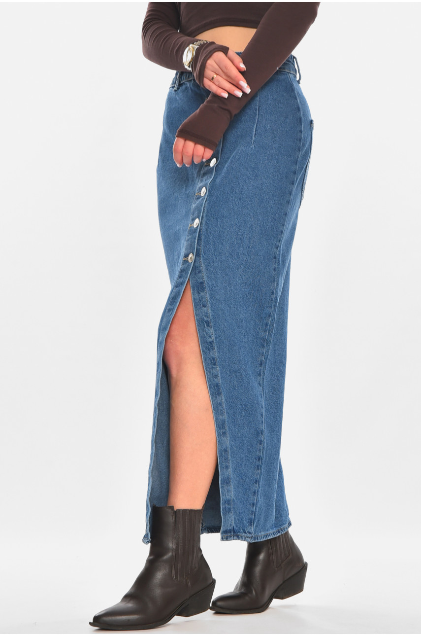 Спідниця жіноча джинсова подовжена синього кольору 7021 210861