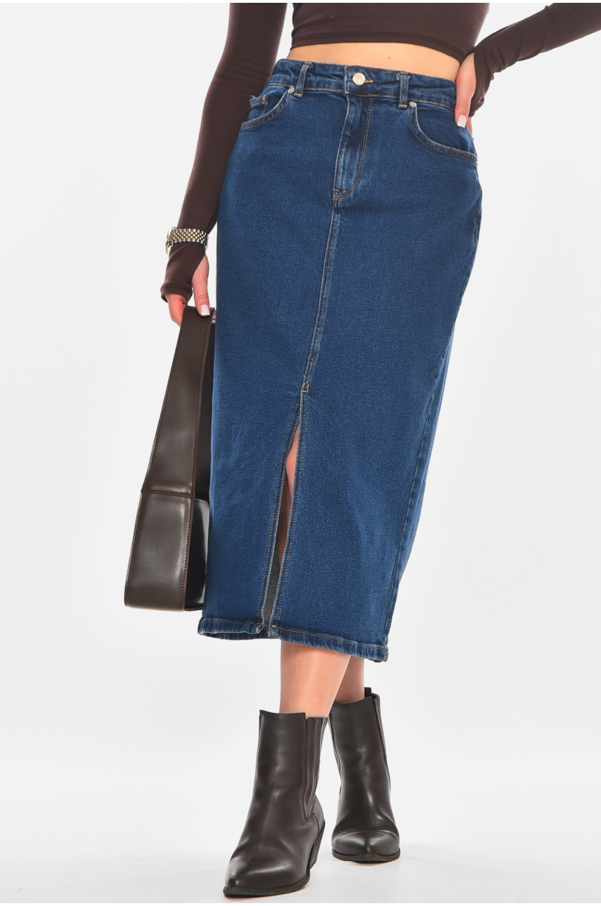 Спідниця жіноча джинсова темно-синього кольору 4589 210862