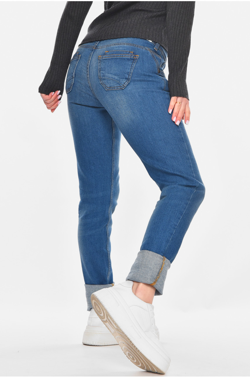 Джинсы женские однотонные синего цвета 014 210867 Джинсы женские однотонные синего цвета 014 210867