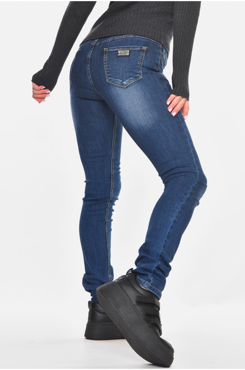 Джинсы женские однотонные тёмно-синего цвета RA605 210871
