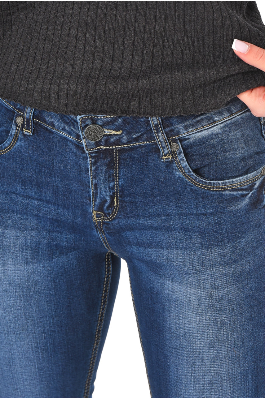 Джинсы женские однотонные тёмно-синего цвета RA605 210871