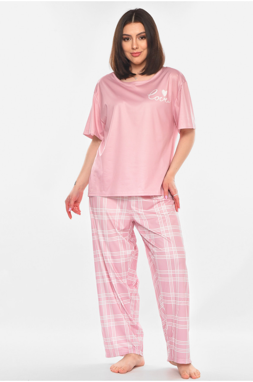 Пижама женская розового цвета с принтом 500021 210873