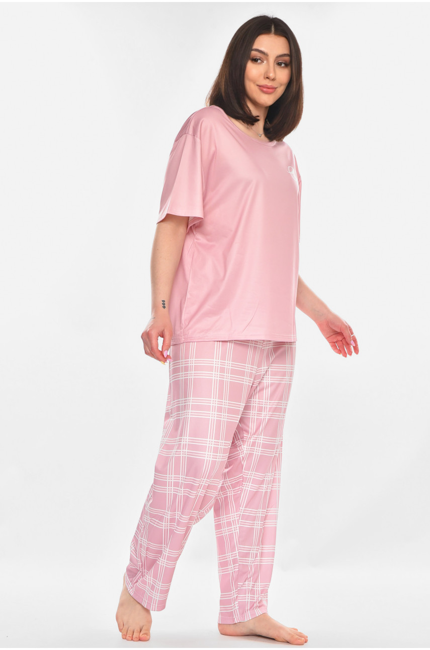 Пижама женская розового цвета с принтом 500021 210873