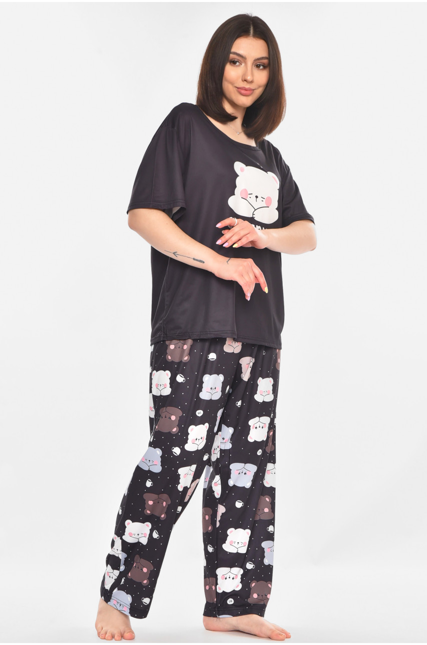 Пижама женская полубатальная тёмно-синего цвета с принтом 500027 210877