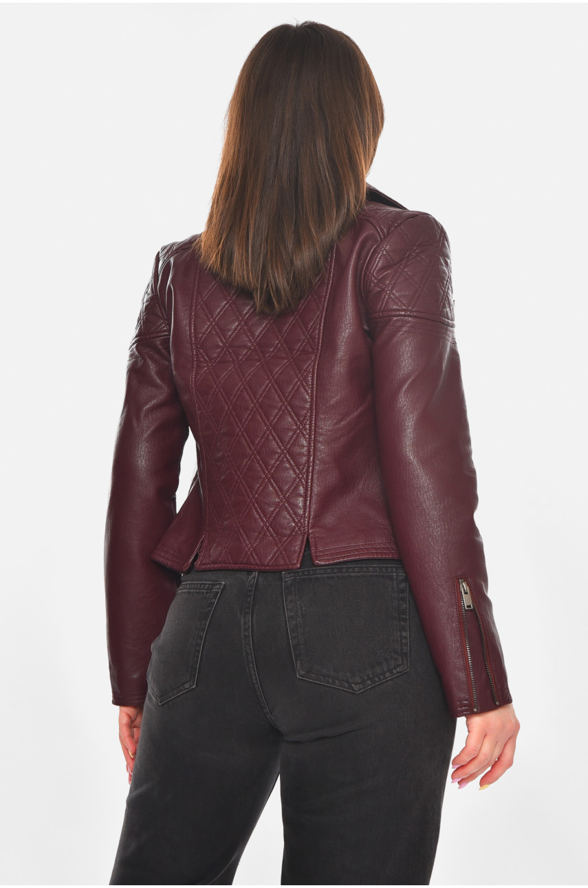 Куртка-косуха женская из экокожи бордового цвета 1921 210884
