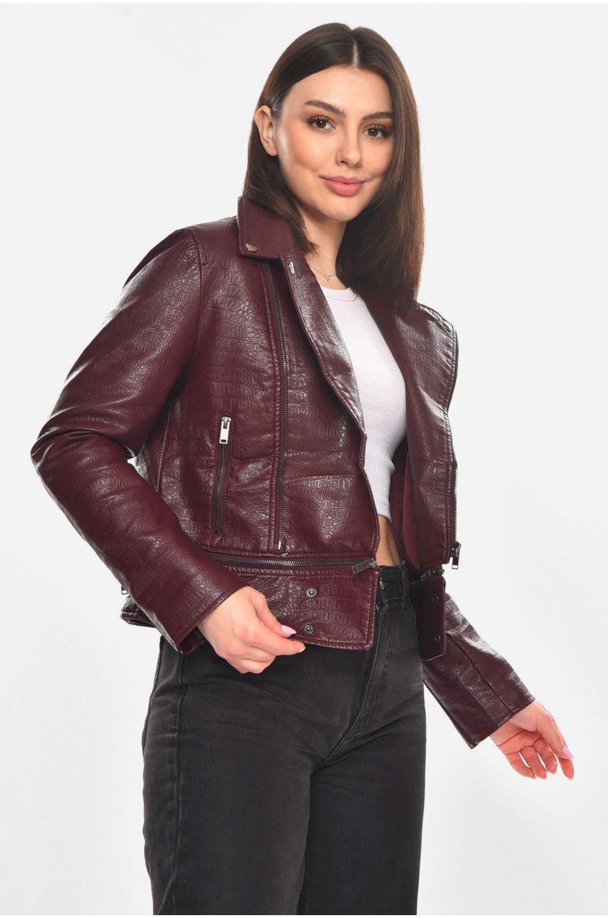Куртка-косуха женская из экокожи бордового цвета 1955 210885