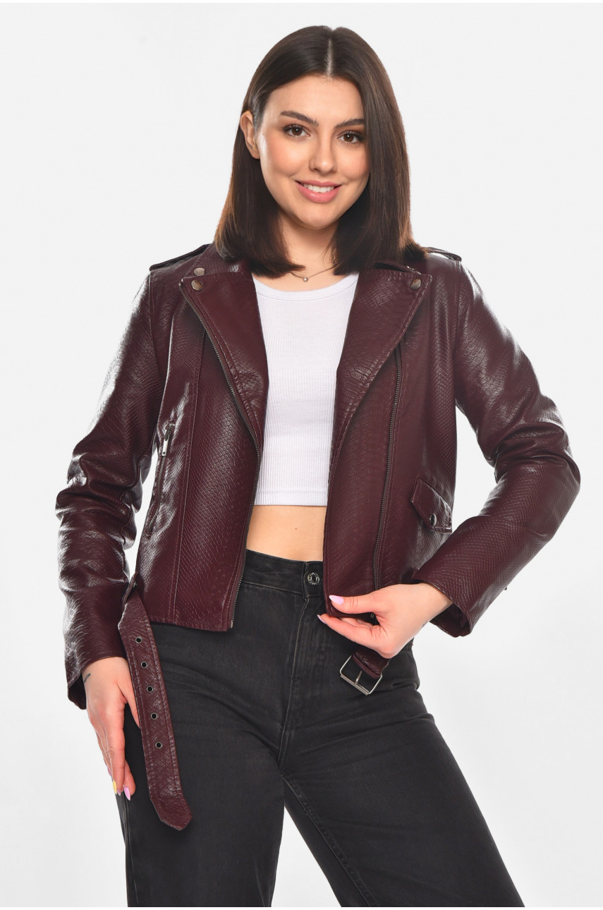 Куртка-косуха женская из экокожи бордового цвета 1914 210893