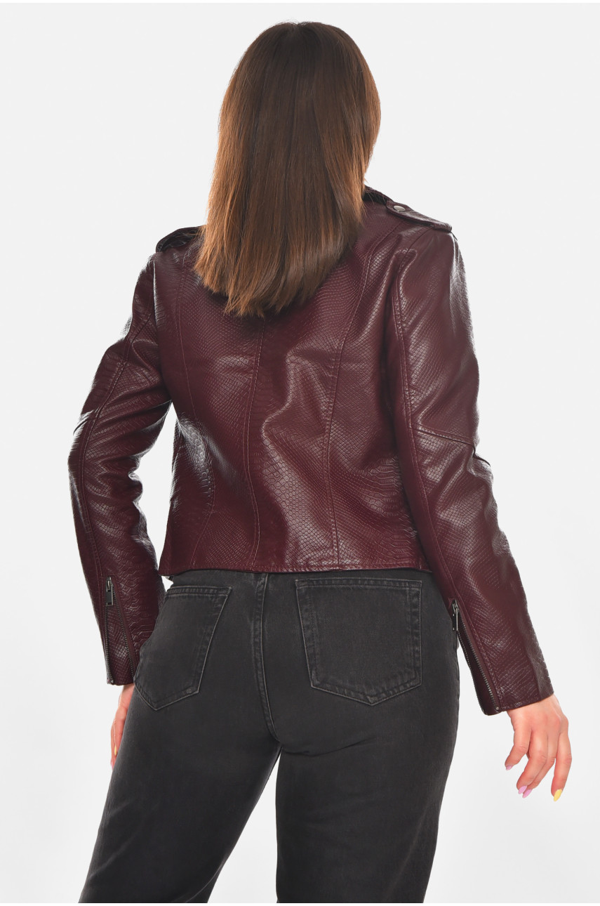 Куртка-косуха женская из экокожи бордового цвета 1914 210893