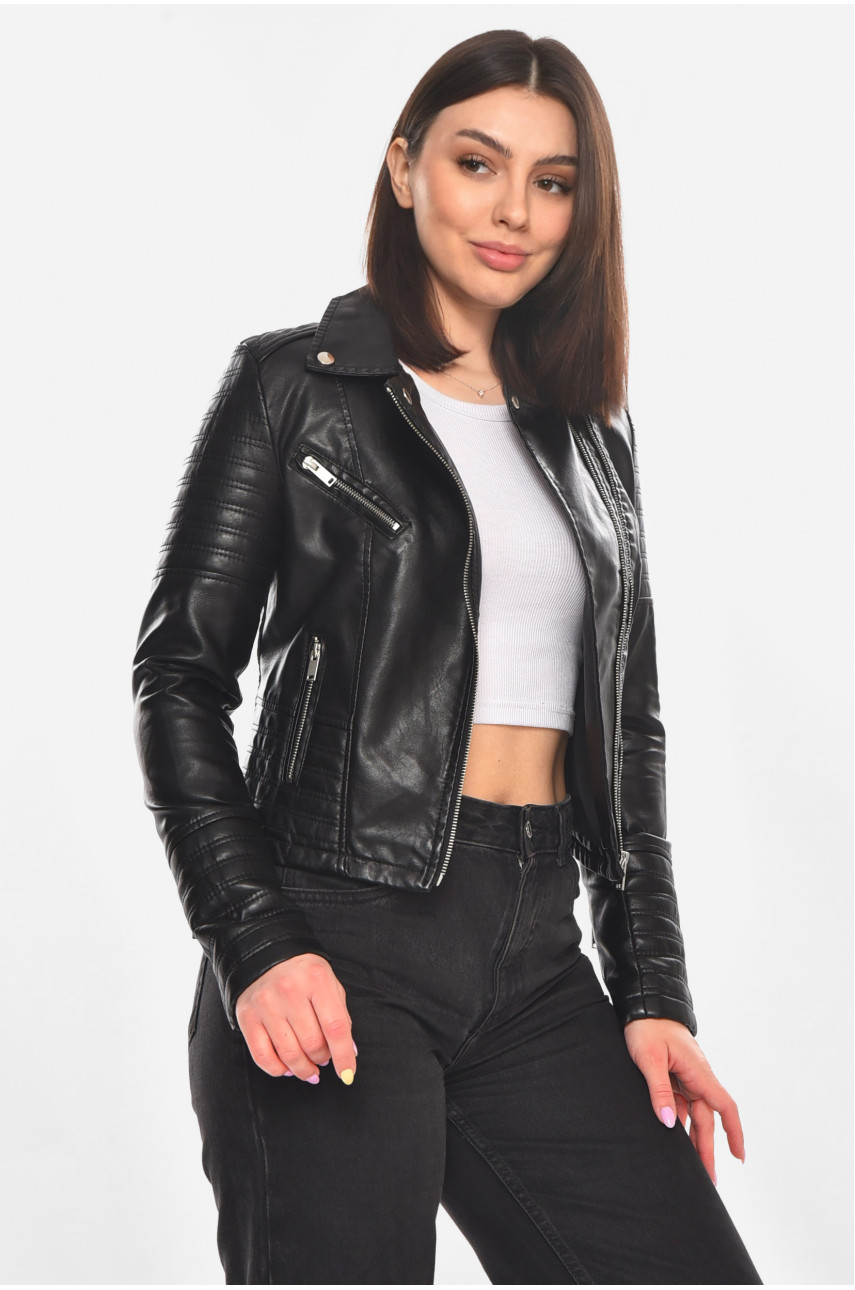 Куртка-косуха женская из экокожи черного цвета 1928 210902