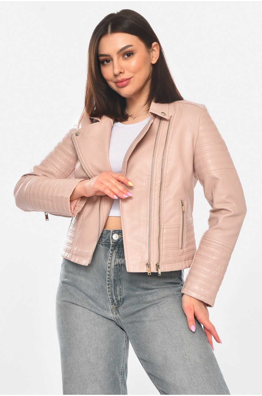 Куртка-косуха женская из экокожи пудрового цвета 1828 210905