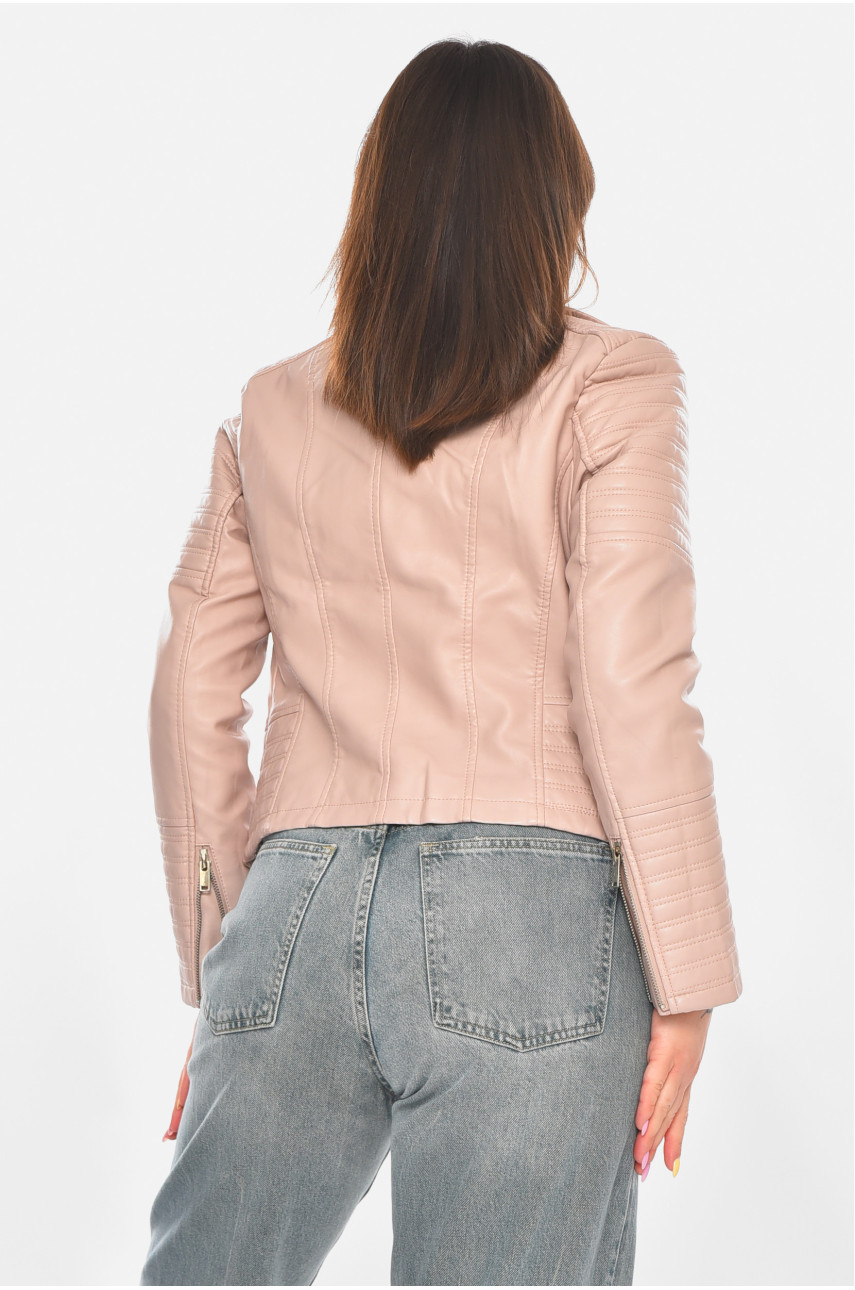 Куртка-косуха женская из экокожи пудрового цвета 1828 210905