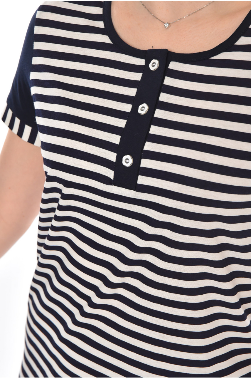 Туника женская полубатальная темно-синего цвета с принтом 210956 Туника женская полубатальная темно-синего цвета с принтом 210956