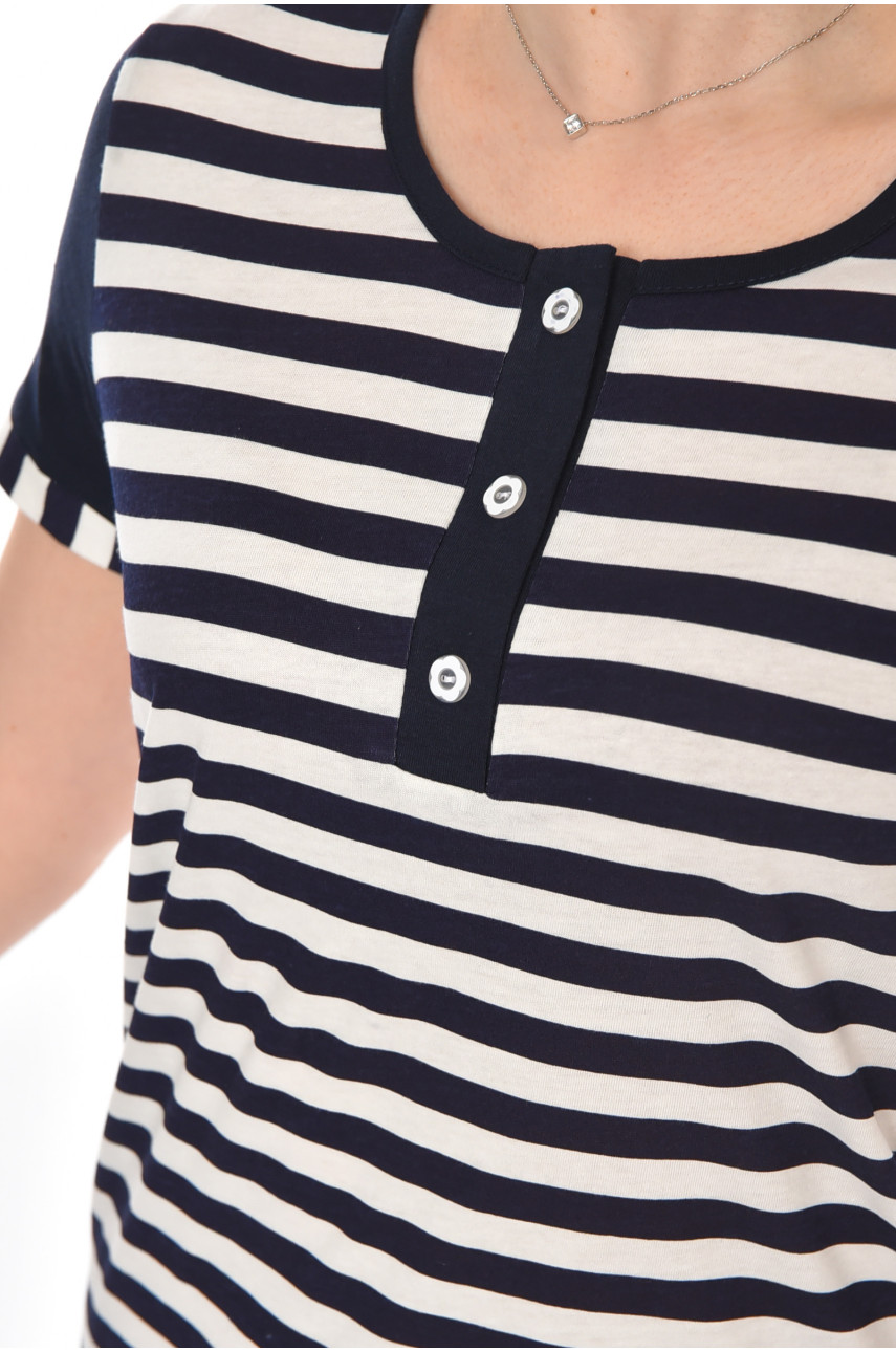 Туника женская полубатальная темно-синего цвета с принтом 210960 Туника женская полубатальная темно-синего цвета с принтом 210960