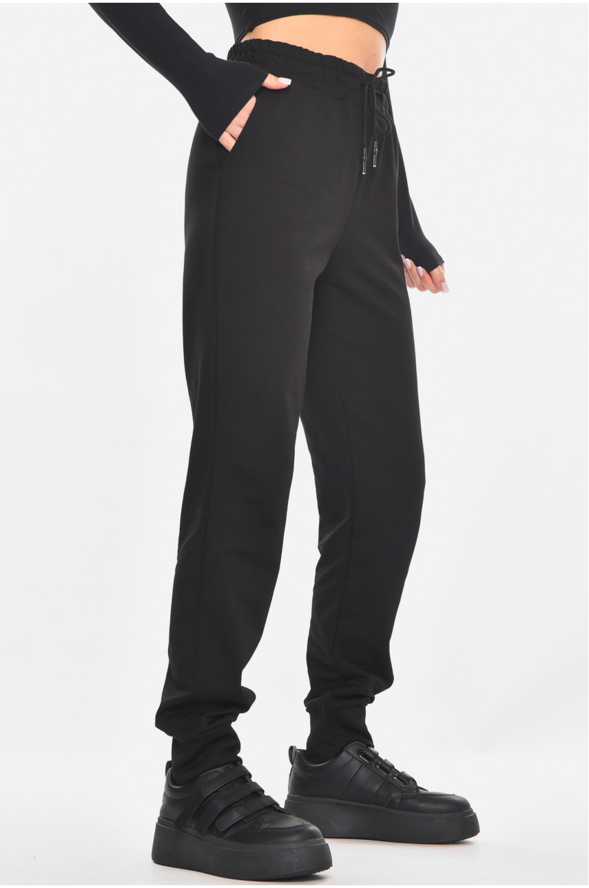 Спортивні штани жіночі однотонні чорного кольору 362 210972
